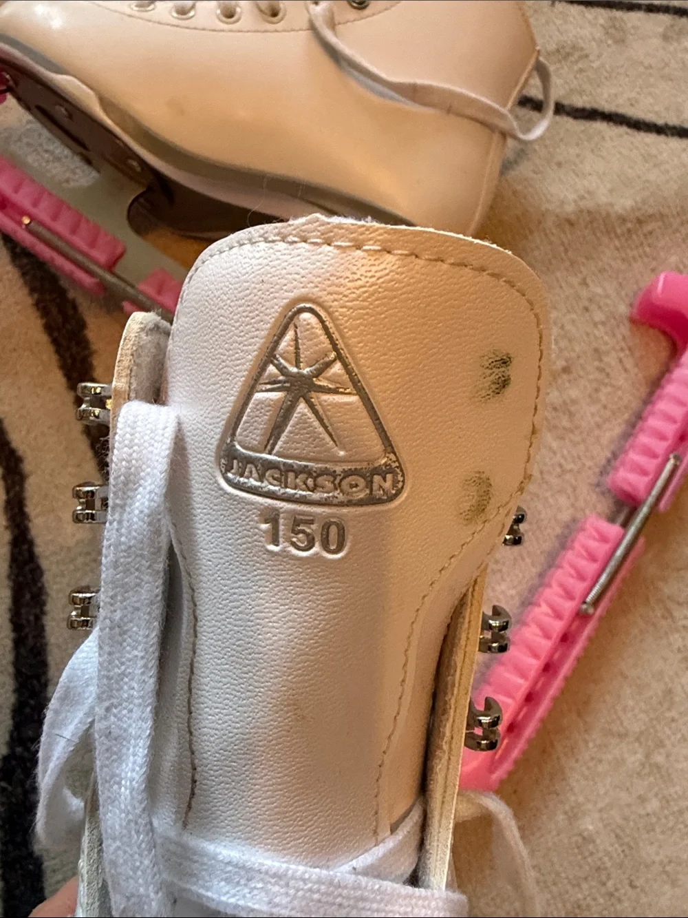 JACKSON White Kids Figure Ice Skates with Pink Blade Guards